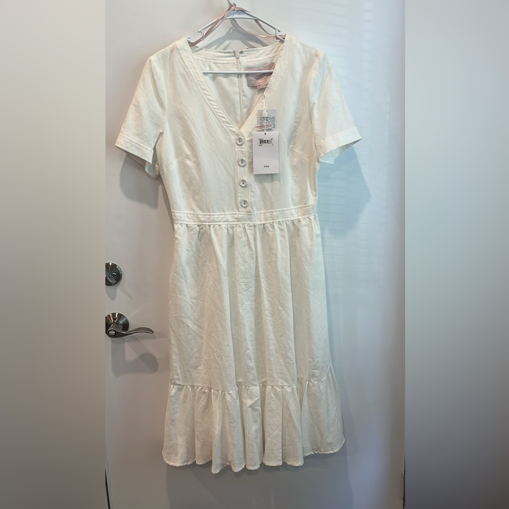 Gal Meets Glam White Midi Sundress V-Neck